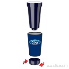 Mugzie 12-Ounce Low Ball Tumbler Drink Cup with Removable Insulated Wetsuit Cover - Ford Logo - Blue